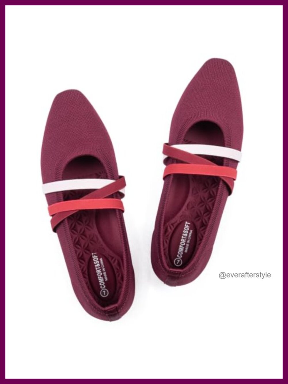 Square Toe Ballet Flats Mary Jane Criss-Cross Strap Slip-On Knit Women's
